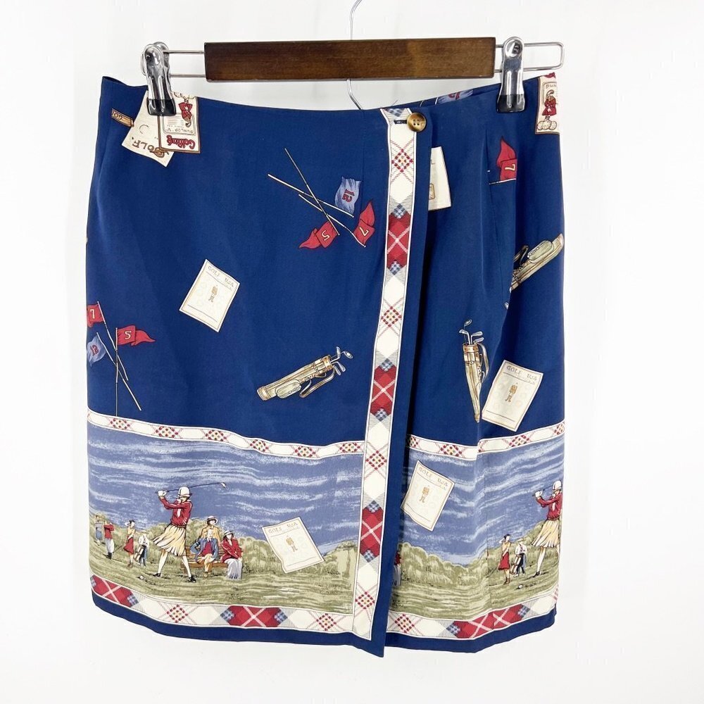 ✅ TALBOTS VINTAGE WRAP GOLF SILK SKIRT SIZE‎ 10P